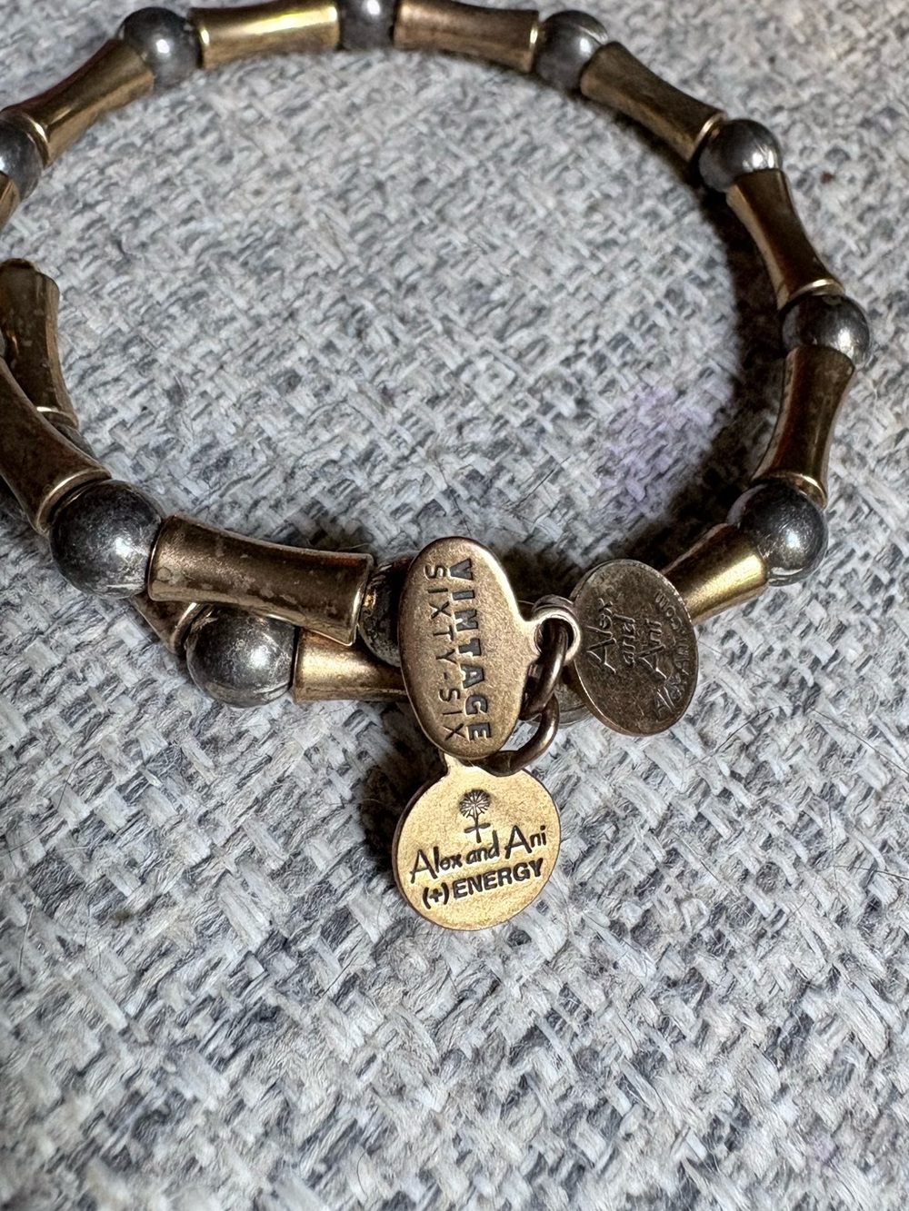 Vintage Alex and Ani Brass Charm Bracelet - Brass & Silver